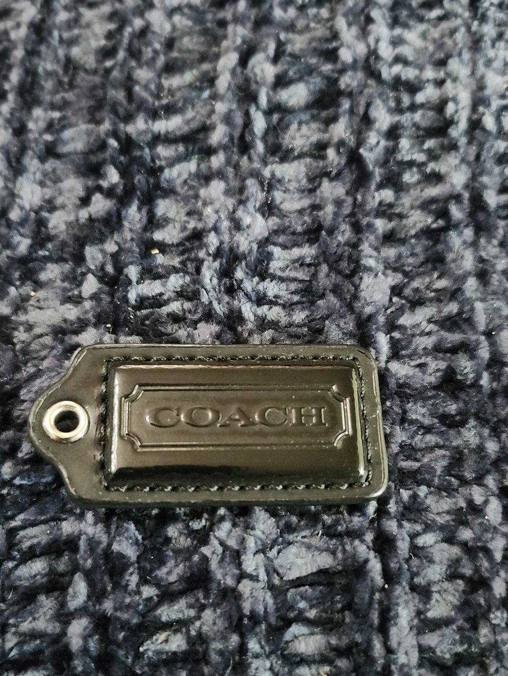 Coach Black Patent 2" Leather Logo Tag